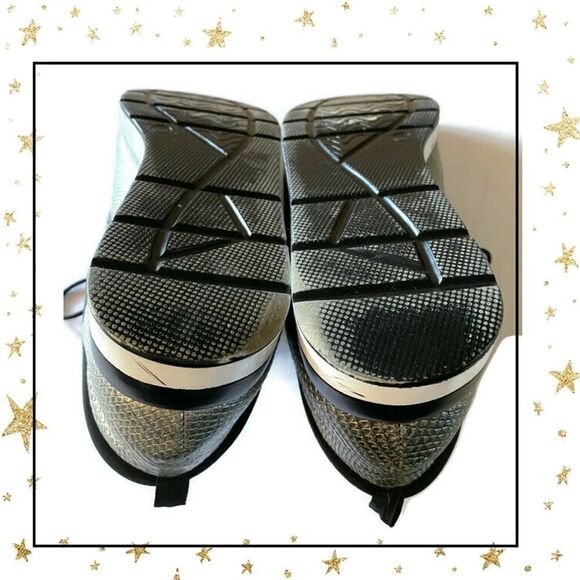 Bellini Bronze Silver Snakeskin Tie Sneakers 7.5 - Picture 5 of 5